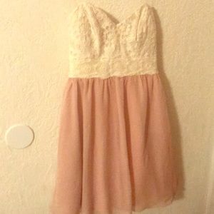 White and pink strapless dress